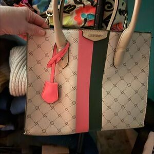 Nine West Beige and Pink Patterned Shoulder Bag